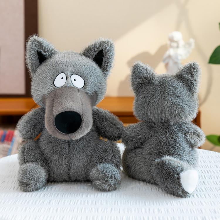 Odor-Free Short-Pile Grey Wolf Plush Toy